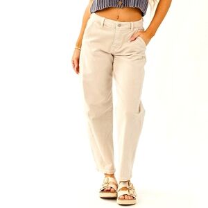 Project Indigo Barrel Leg Light Beige Midrise Cotton Jeans Size 0